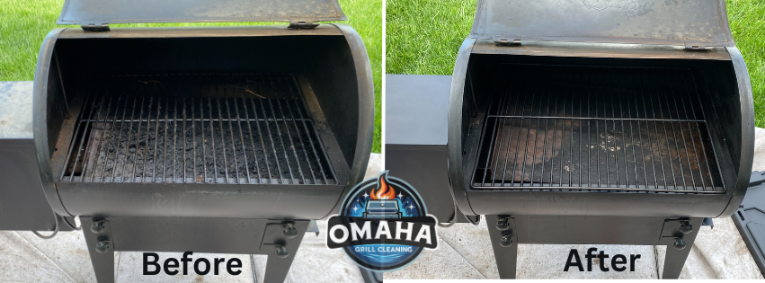 Before and after of grill #1 cleaned by Omaha Grill Cleaning