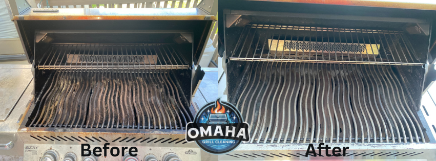 Before and after of grill #2 cleaned by Omaha Grill Cleaning